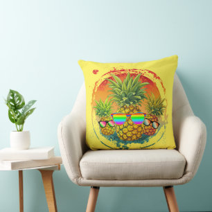 Coussin Vibes d'été amusantes à l'ananas