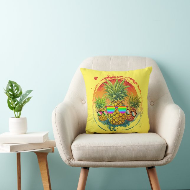Coussin Vibes d'été amusantes à l'ananas (Chaise)