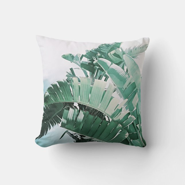 Coussin Vibes d'été Banana Feuilles vert pâle (Recto)