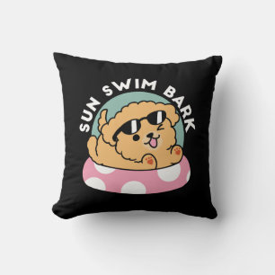 Coussin Vibes d'été Chien - Chiot flottant avec lunettes d