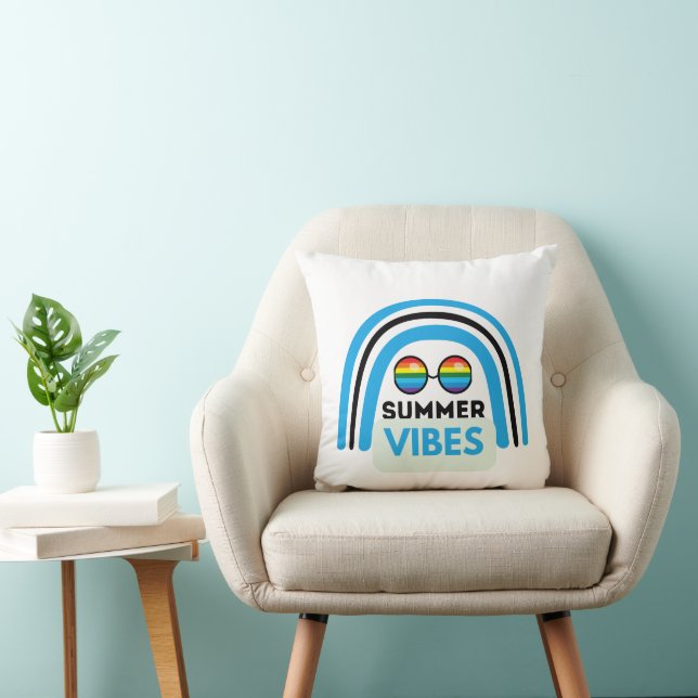 Coussin Vibes d'été illustrer la typographie (Chaise)