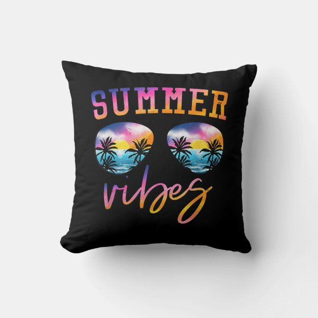 Coussin Vibes D'Été Lunettes De Soleil Avec Palm Tree Funn (Recto)