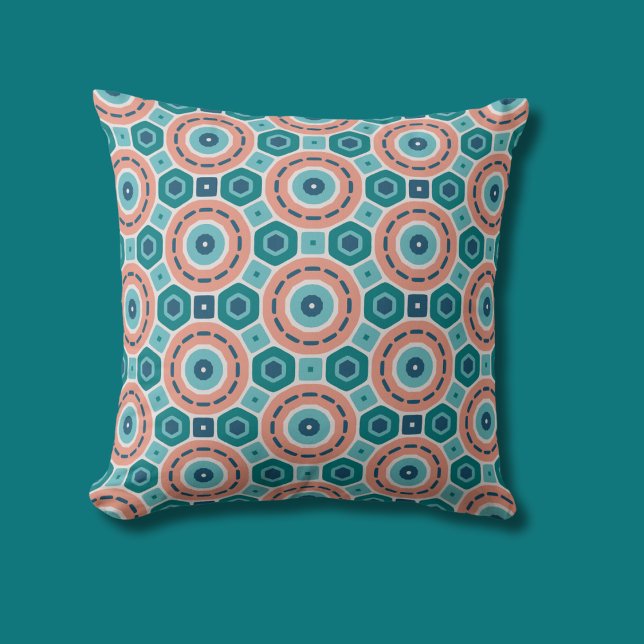 Coussin Vibes d'été méditerranéenne Motif géométrique (Créateur téléchargé)