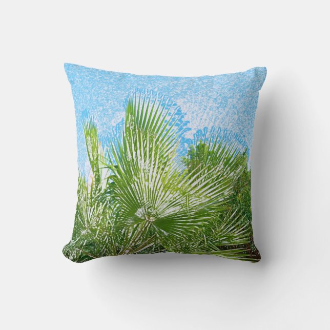 Coussin Vibes d'été Palm Tree Feuilles Pale Green (Recto)