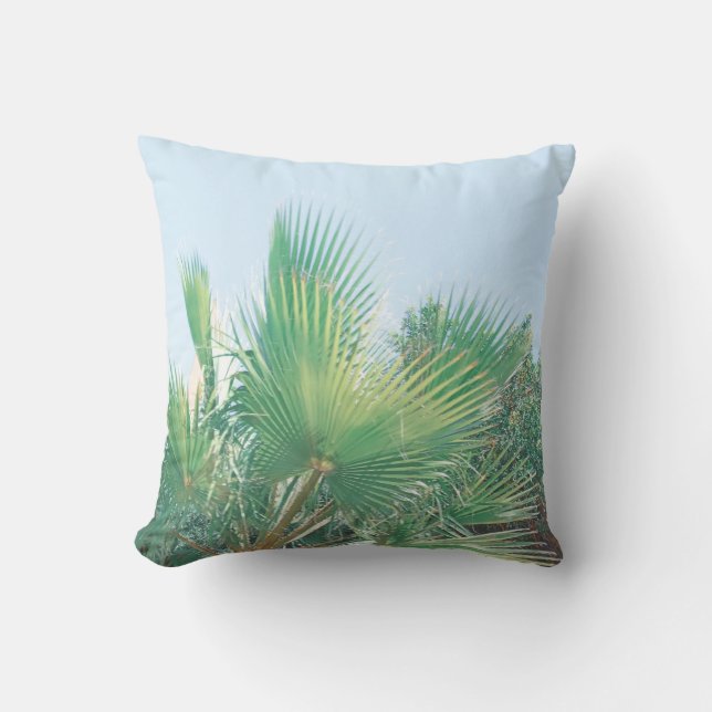 Coussin Vibes d'été Palm Tree Feuilles Pale Green (Recto)