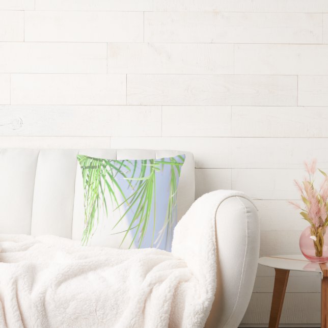 Coussin Vibes d'été Palm Tree Feuilles Pale Green Pastel (Canapé)