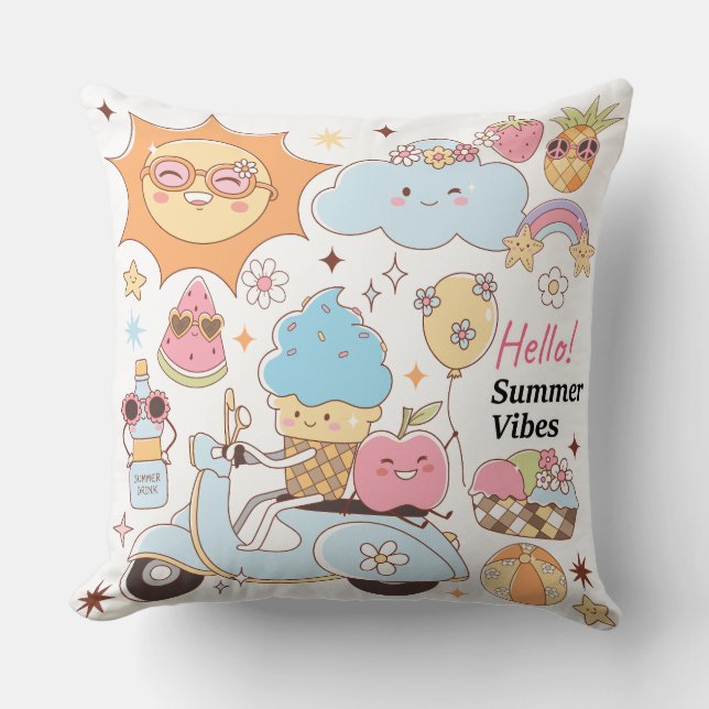 Coussin Vibes d'été Pastel (Recto)