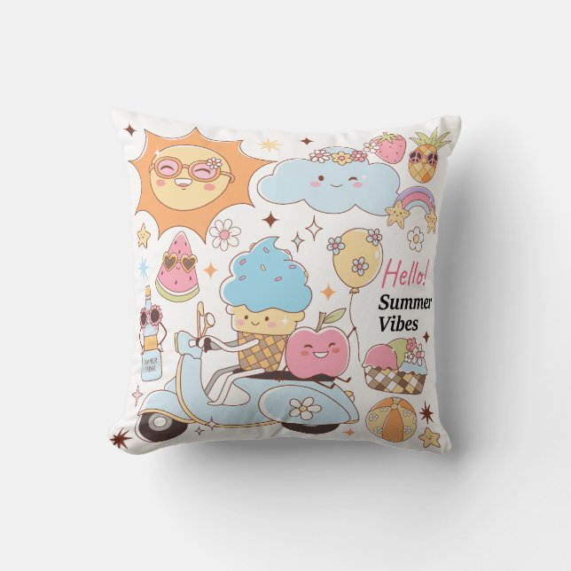 Coussin Vibes d'été Pastel (Recto)