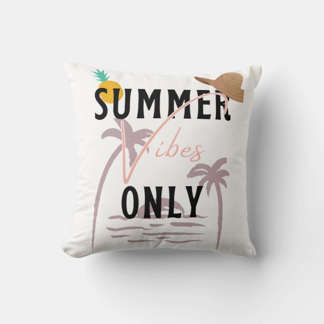 Coussin Vibes d'été seulement Plage (Recto)
