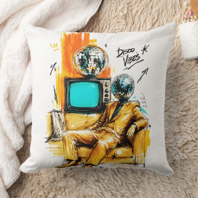 Coussin Vibes Disco Rétro Boule à Facettes Disco Art (Couverture)