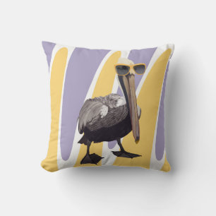 Coussin Vibes estivales amusantes Oiseau pélican