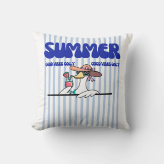 Coussin Vibes estivales positives Art de rayure d'oie