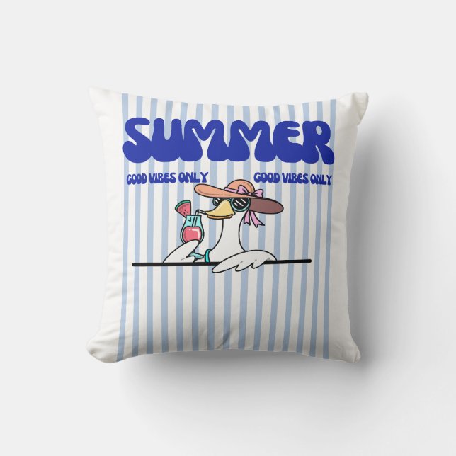 Coussin Vibes estivales positives Art de rayure d'oie (Recto)
