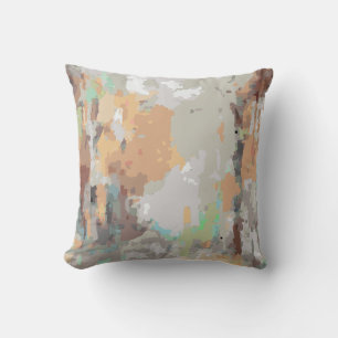 Coussin Vibes estivales rétro poussiéreuses orange, taupe,