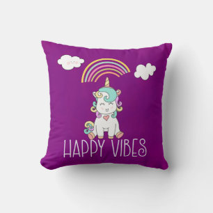 Coussin Vibes Joyeuses Cute Smiling Unicorn