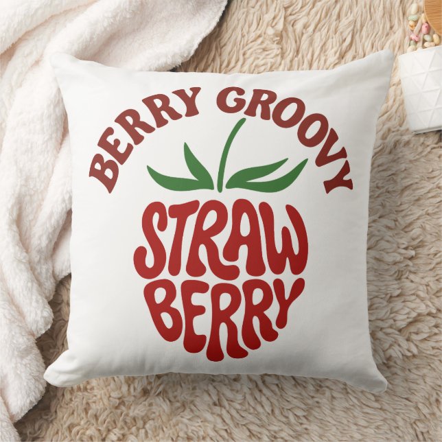 Coussin Vibes les années 70 rétro fraise super (Couverture)