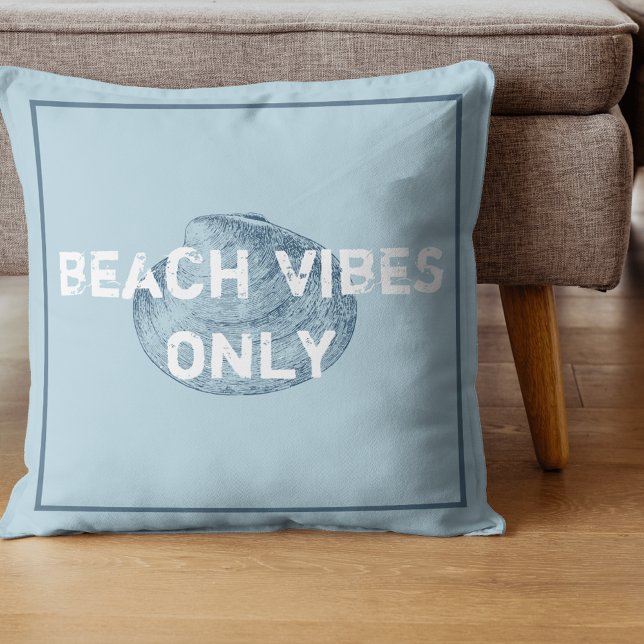 Coussin Vibes Plage Seulement Police Bleue (Créateur téléchargé)