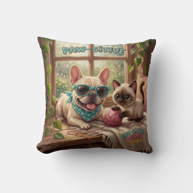 Coussin Vibes Positives pour les Pattes Uniquement Collage (Recto)