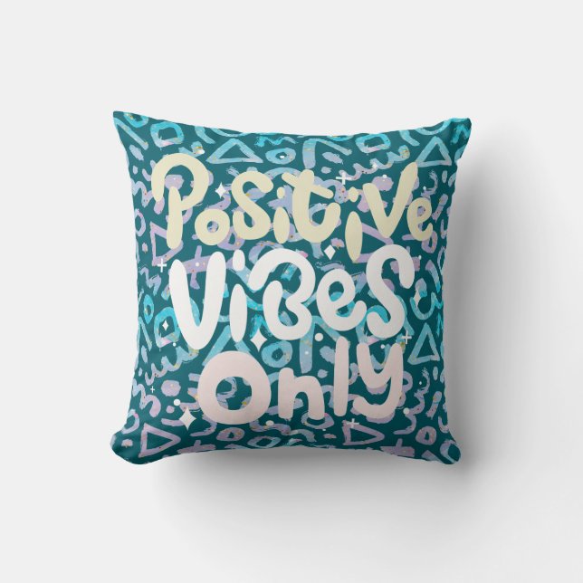 Coussin Vibes positives uniquement géométriques vertes (Recto)