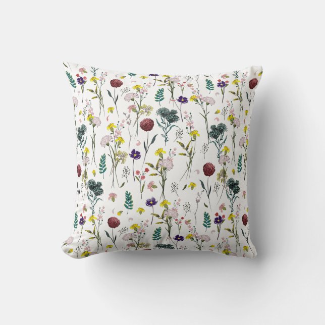 Coussin vibrant à motif de fleurs sauvages (Recto)