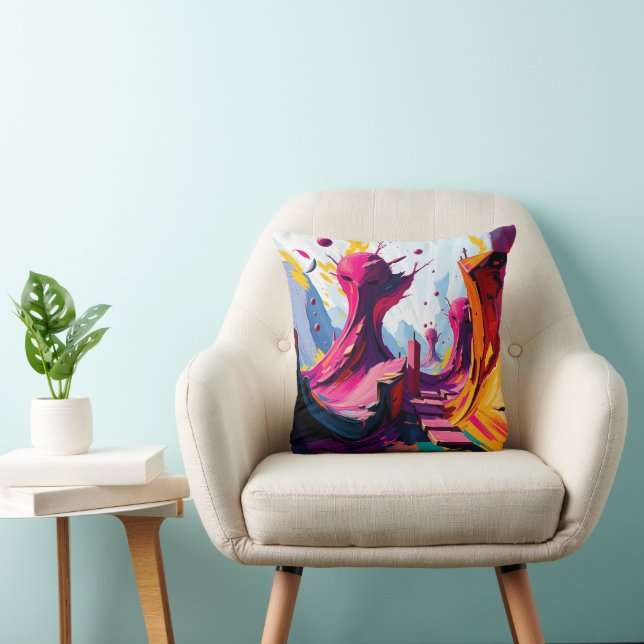 Coussin Vibrant Abstract Fantasy Landscape (Chaise)
