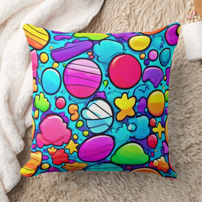 Coussin Vibrant Abstrait Candyland (Couverture)