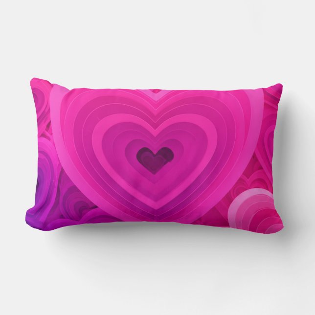 Coussin vibrant abstrait en forme de cœur rose – M (Recto)