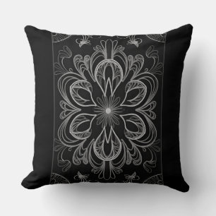 Coussin Vibrant Abstrait gris floral double conception