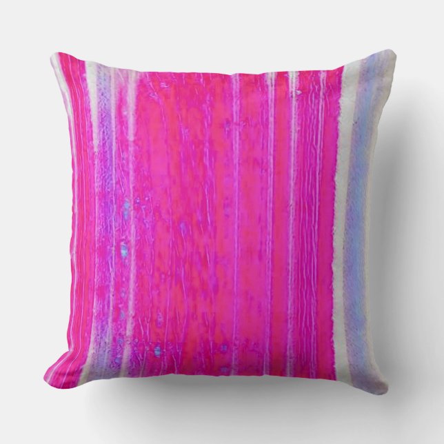 Coussin Vibrant Abstrait rose et violet rayures Art (Recto)