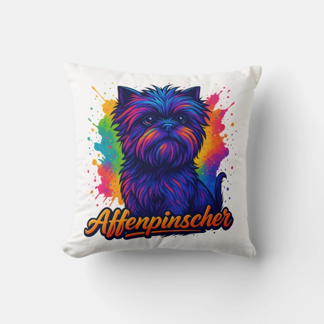 Coussin Vibrant Affenpinscher Pop Art Portrait - Coloré (Recto)