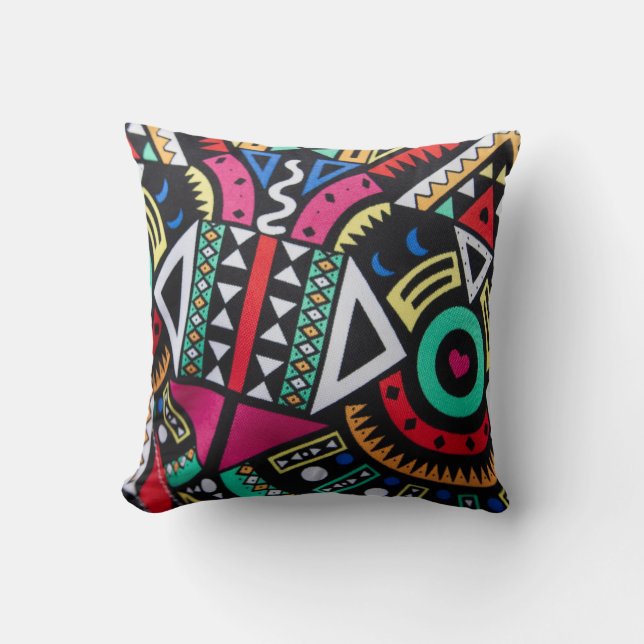 Coussin Vibrant Afro-Centric Geometric Pattern – Bold Trib (Recto)