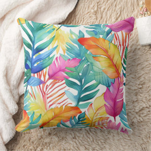 Coussin Vibrant aquarelle Tropical Jungle Feuilles