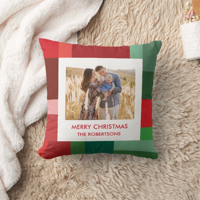 Coussin Vibrant Bloc de Couleurs Géométriques Noël Photo (Couverture)