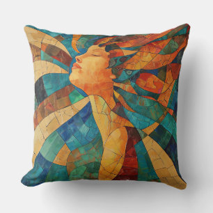 Coussin Vibrant Colorful Abstrait Mosaic femme