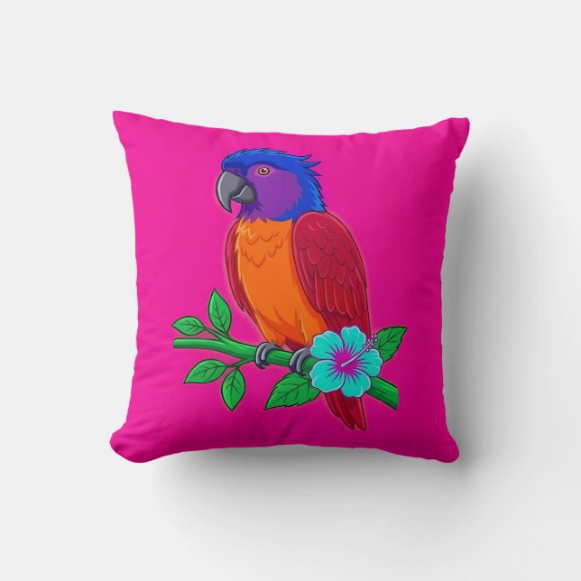 Coussin vibrant de perroquet tropical (Recto)