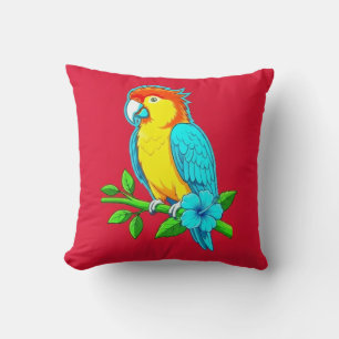 Coussin vibrant de perroquet tropical