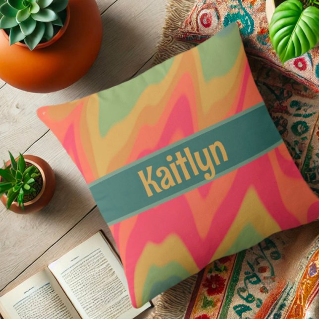 Coussin Vibrant Glam Rainbow Personnalisé (Créateur téléchargé)