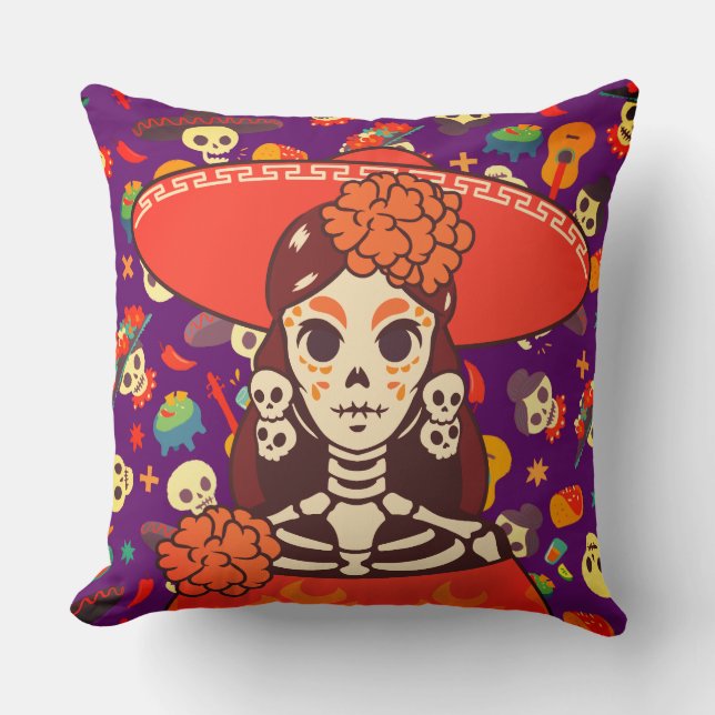 Coussin Vibrant La Catrina (Recto)