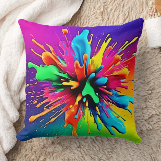 Coussin Vibrant Paint Burst Design (Couverture)