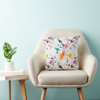 Coussin Vibrant Paint Splatter Pattern