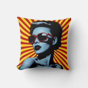 Coussin Vibrant Pop Art Portrait femme