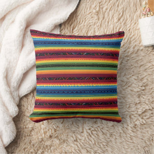 Coussin Vibrant Rainbow Serapé Mexicain Rayures Bébé Gigot