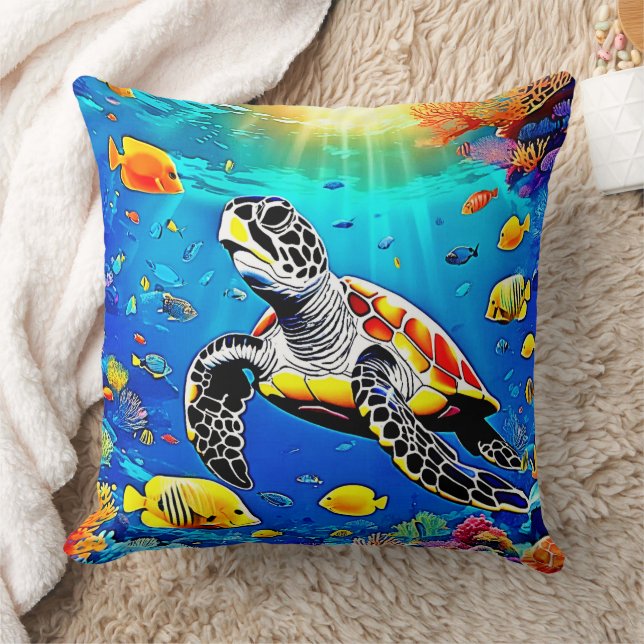 Coussin Vibrant Turtle Reef Life (Couverture)
