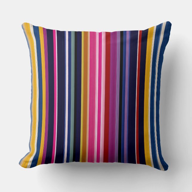 Coussin Vibrant Vertical Stripe Modern Throw Pillow (Recto)
