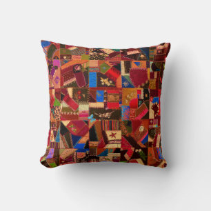 Coussin Vibrant Vintage Crazy Quilt