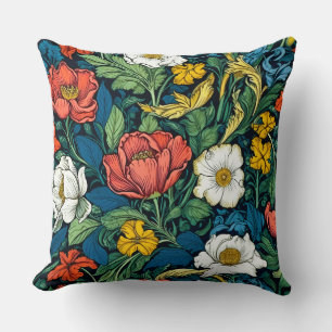 Coussin Vibrant William Morris Art Nouveau Floral