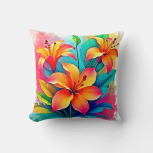 Coussin Vibrants Lys Tropicaux : Âme de l'Été