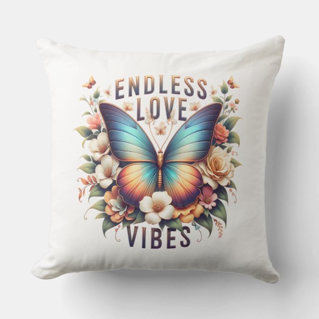 Coussin Vibrations d'amour éternel Papillon Art-96281 (Recto)