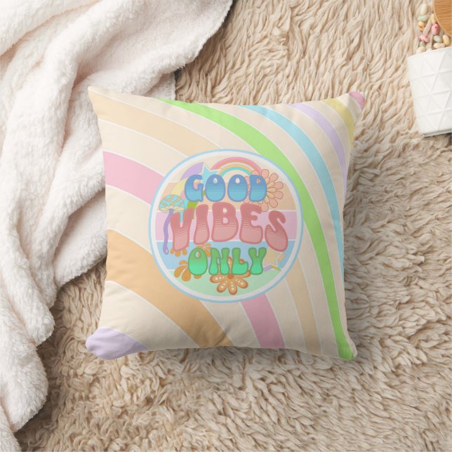 Coussin Vibrations rétro positives uniquement Couleurs vin (Couverture)
