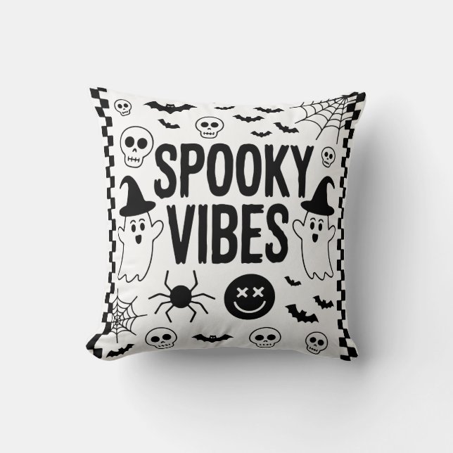 Coussin Vibrations Sombres Rétro Halloween (Recto)